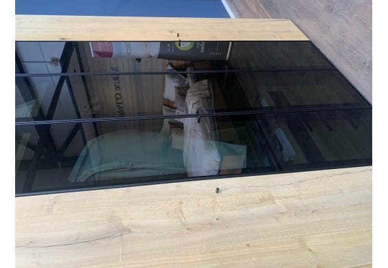 Linnenkast MultiDressing eikenhout en smoked glas 251x202x60 cm