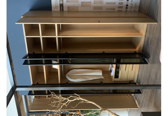 Linnenkast MultiDressing eikenhout en smoked glas 251x202x60 cm
